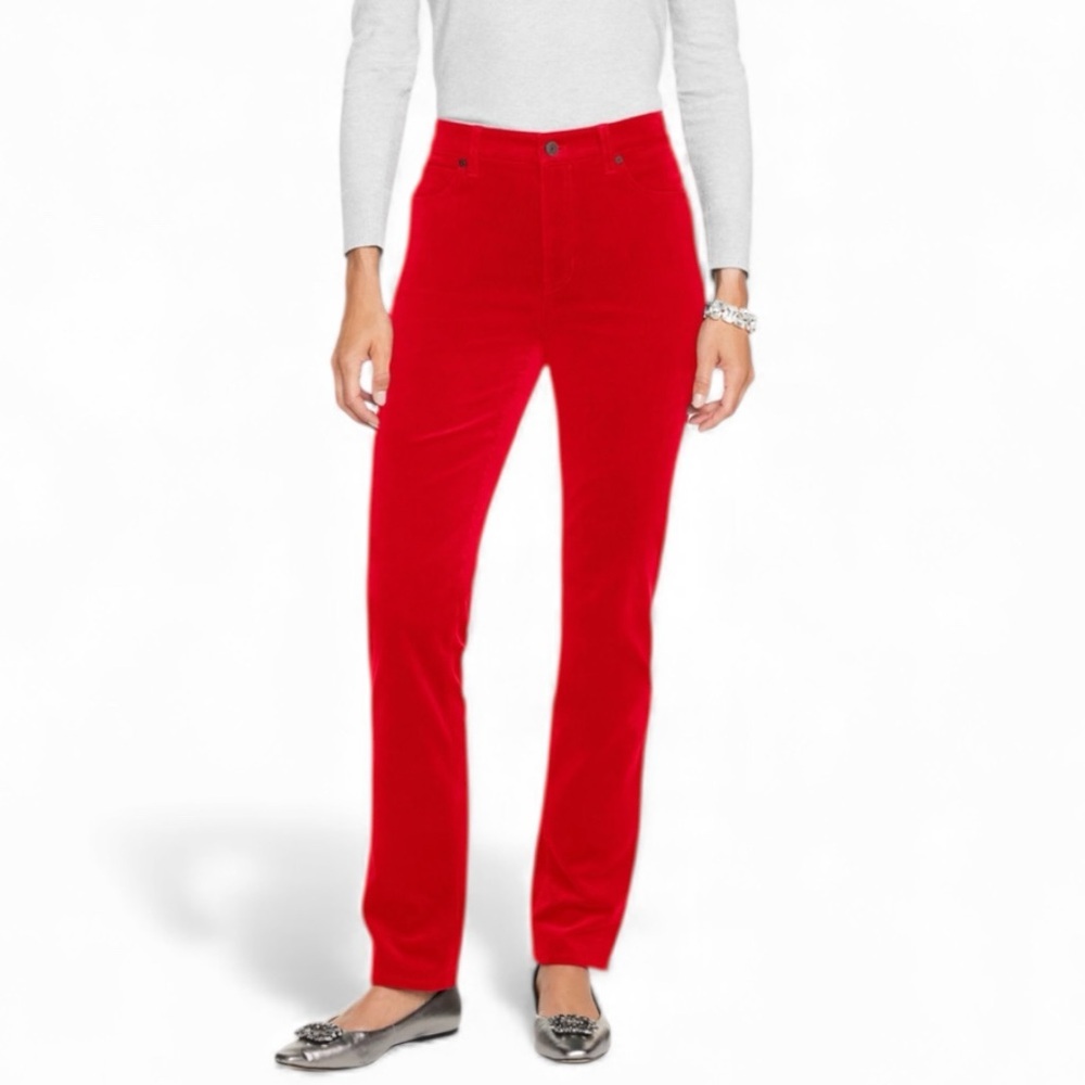 Talbots Red Stretch Corduroy Straight Leg Pants Womens Size 10